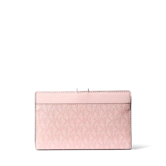 New Michael Kors Greenwich Medium Signature Logo Wallet Powder Blush Multi - Picture 2 of 4